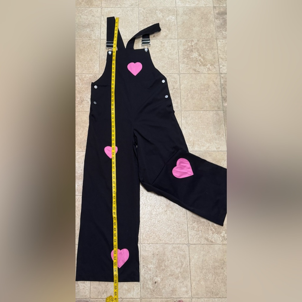 Black Jumpsuit with Pink Heart Accents - Picture 10 of 12